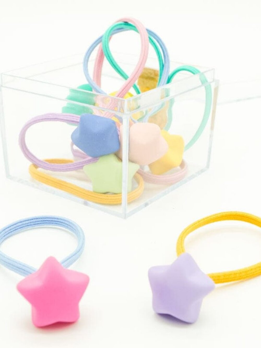 Matte Stars Hair Elastic 10Pc Box Set - Rainbow